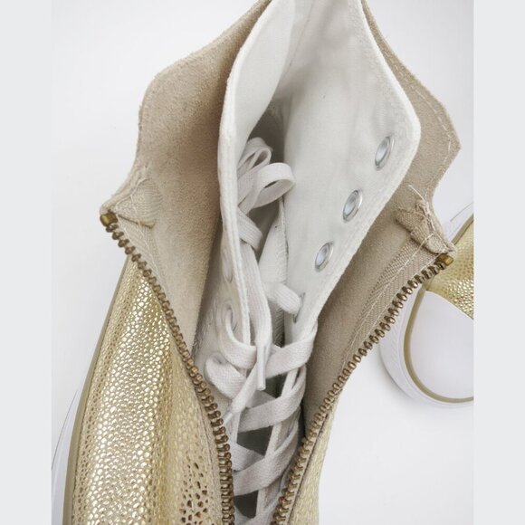 Converse CTAS Classic Shroud Hi Gold Metallic Pebble Grain Leather 9M NIB - Picture 6 of 16